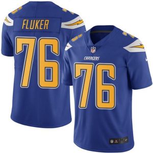 Chargers #76 D.J. Fluker Electric Blue Stitched Limited Rush Nike Jersey