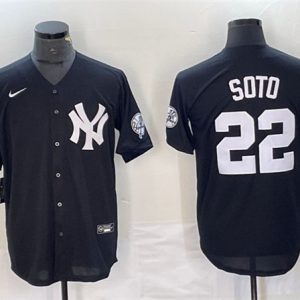 New York Yankees #22 Juan Soto Black Cool Base With Patch Stitched Jersey