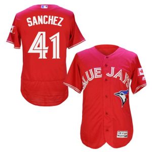 Blue Jays #41 Aaron Sanchez Red Flexbase Authentic Collection Canada Day Stitched Jersey
