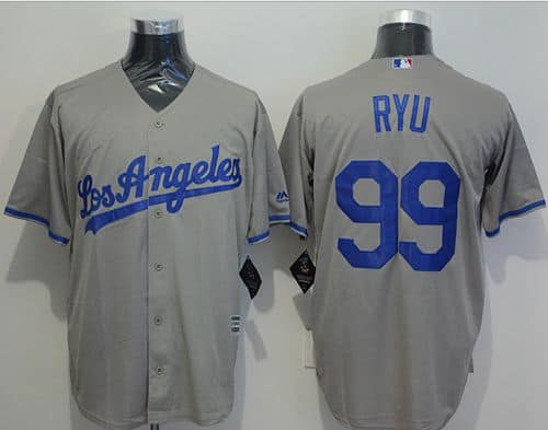 Dodgers #99 Hyun-Jin Ryu Grey New Cool Base Stitched Jersey