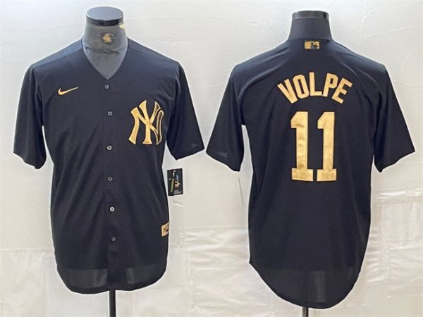 New York Yankees #11 Anthony Volpe Black Cool Base Stitched Jersey