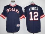 Indians #12 Francisco Lindor Navy Blue 1976 Turn Back The Clock Stitched Jersey