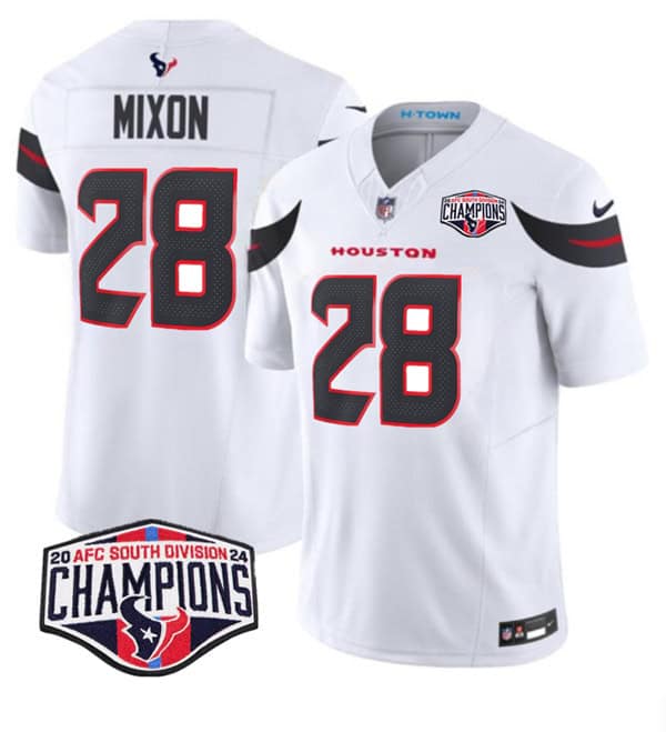 Houston Texans #28 Joe Mixon White F.U.S.E. 2024 AFC South Division Champions Vapor Limited Stitched Jersey