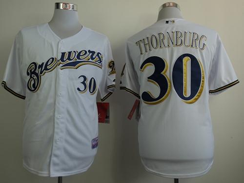 Brewers #30 Tyler Thornburg White Cool Base Stitche Jersey