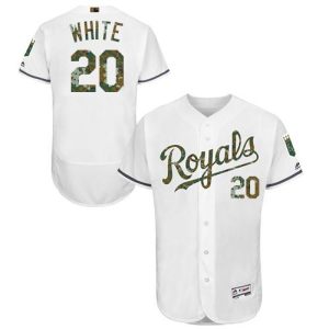 Royals #20 Frank White White Flexbase Authentic Collection 2016 Memorial Day Stitched Jersey