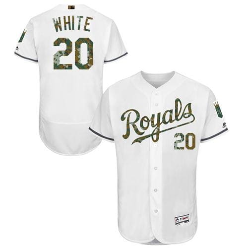 Royals #20 Frank White White Flexbase Authentic Collection 2016 Memorial Day Stitched Jersey