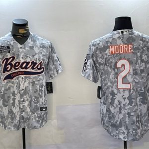 Chicago Bears #2 DJ Moore 2024 Arctic Camo Salute To Service Stitched Jersey