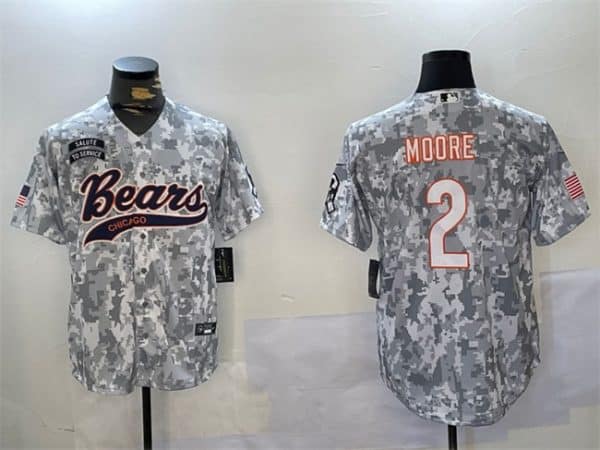 Chicago Bears #2 DJ Moore 2024 Arctic Camo Salute To Service Stitched Jersey