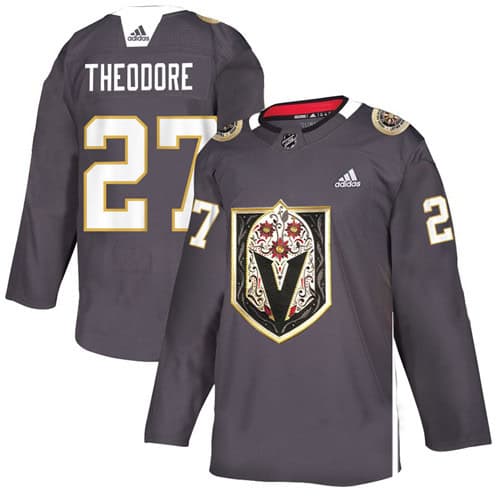 Vegas Golden Knights #27 Shea Theodore Grey Latino Heritage Night Stitched Jersey