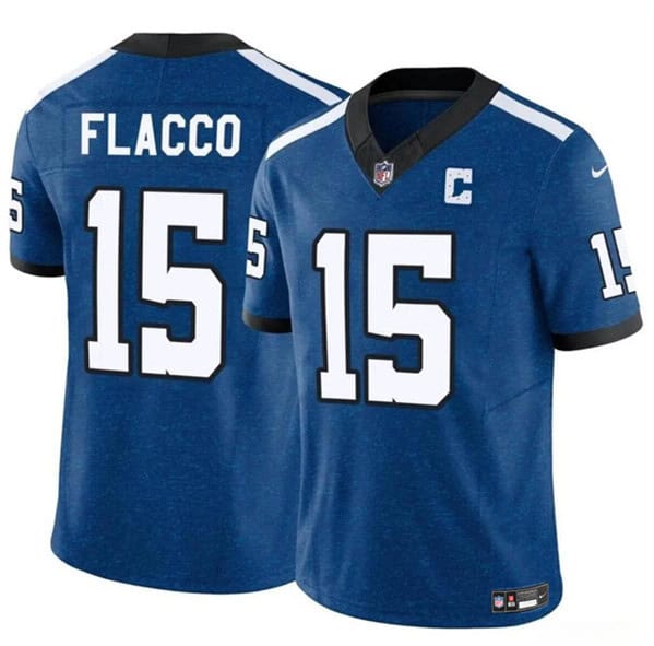 Indianapolis Colts #15 Joe Flacco Blue 2024 F.U.S.E. Throwback Vapor Limited Stitched Jersey