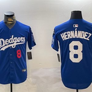 Los Angeles Dodgers #8 Enrique Hernandez Royal 2024 World Series With Fernando Memorial Patch Alternate Limited Stitched Jersey