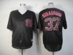 Nationals #37 Stephen Strasburg Black Fashion Stitched Jersey