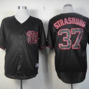 Nationals #37 Stephen Strasburg Black Fashion Stitched Jersey