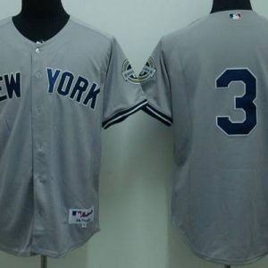 Yankees #3 Babe Ruth Stitched Grey Jersey
