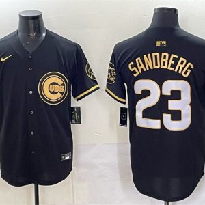 Chicago Cubs #23 Ryne Sandberg Black Gold 'Ryne Sandberg Tribute' Vapor Limited V2 Stitched Jersey
