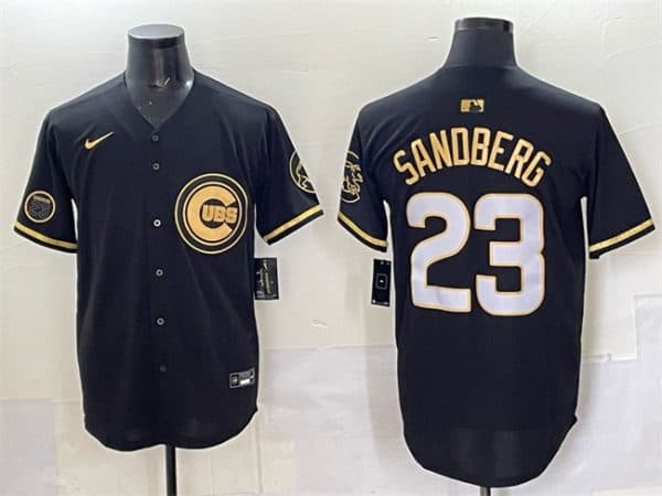 Chicago Cubs #23 Ryne Sandberg Black Gold 'Ryne Sandberg Tribute' Vapor Limited V2 Stitched Jersey