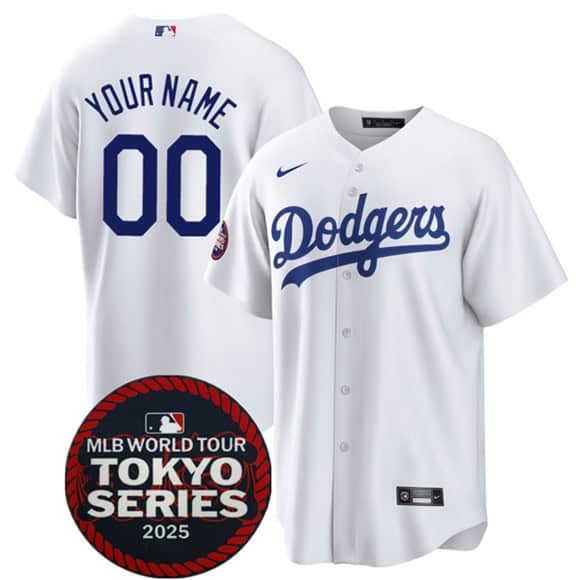 Los Angeles Dodgers Custom White 2025 World Tour: Tokyo Series Home Stitched Jersey