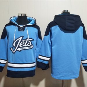 Winnipeg Jets Blank Blue Lace-Up Pullover Hoodie