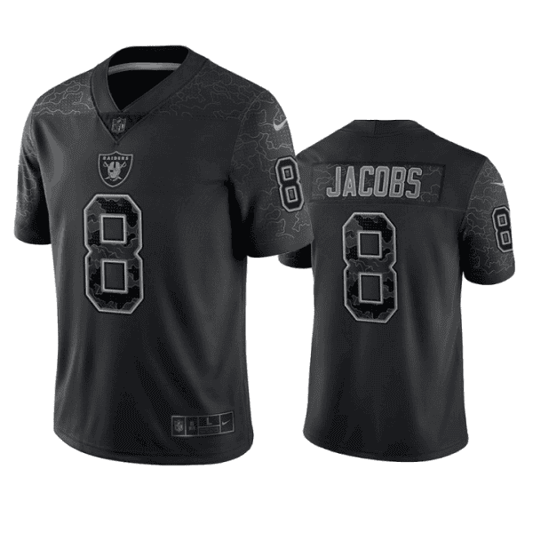Las Vegas Raiders #8 Josh Jacobs Black Reflective Limited Stitched Jersey