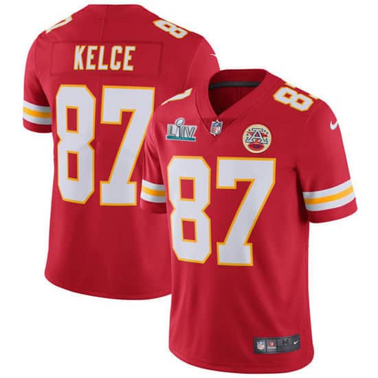 Kansas City Chiefs #87 Travis Kelce Super Bowl LIV Red Vapor Untouchable Limited Stitched Jersey