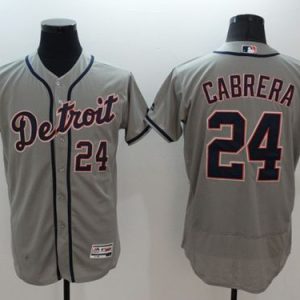 Tigers #24 Miguel Cabrera Grey Flexbase Authentic Collection Stitched Jersey