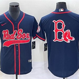 Boston Red Sox Blank Navy With Logo In Back Cool Base Stitched Jersey