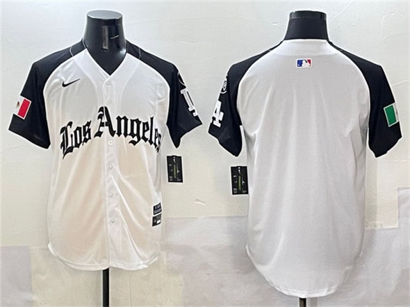 Los Angeles Dodgers Blank Team Big Logo White Black Mexico 2025 LA Gothic Style With Fernando Patch Vapor Premier Limited Stitched Jersey