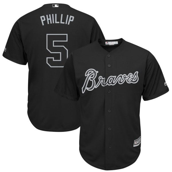 Atlanta Braves #5 Freddie Freeman "Phillip" Majestic Black 2019 Players' Weekend Player Stitched Jersey
