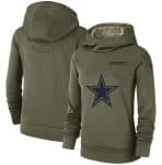 Dallas Cowboys Olive Salute To Service Team Logo Performance Pullover NFL Hoodie