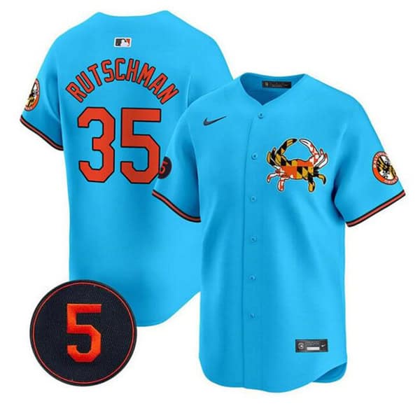 Baltimore Orioles #35 Adley Rutschman Blue With Patch Vapor Premier Limited Stitched Jersey