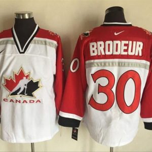 Team CA. #30 Martin Brodeur White Red Nike Throwback Stitched Jersey