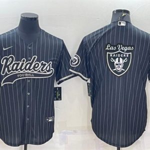 Las Vegas Raiders Black Team Big Logo With Patch Cool Base Stitched Baseball Jersey