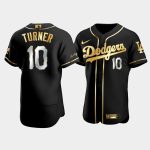 Los Angeles Dodgers #10 Justin Turner Black Gold Flex Base Stitched Jersey