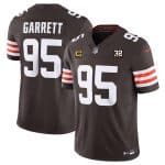 Cleveland Browns #95 Myles Garrett Brown 2023 F.U.S.E. With 4-Star C Patch And Jim Brown Memorial Patch Vapor Untouchable Limited Stitched Jersey