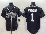 Green Bay Packers #1 Micah Parsons Black Reflective With Patch Cool Base Stitched Jersey