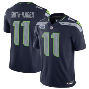 Seattle Seahawks #11 Jaxon Smith-Njigba Navy 2023 F.U.S.E. Prem1ere Patch Vapor Untouchable Limited Stitched Jersey