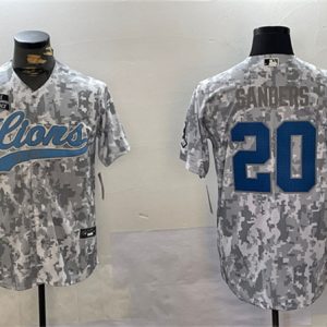 Detroit Lions #20 Barry Sanders 2024 Arctic Camo Salute To Service Stitched Jersey