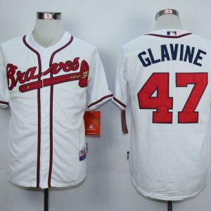 Braves #47 Tom Glavine White Cool Base Stitched Jersey