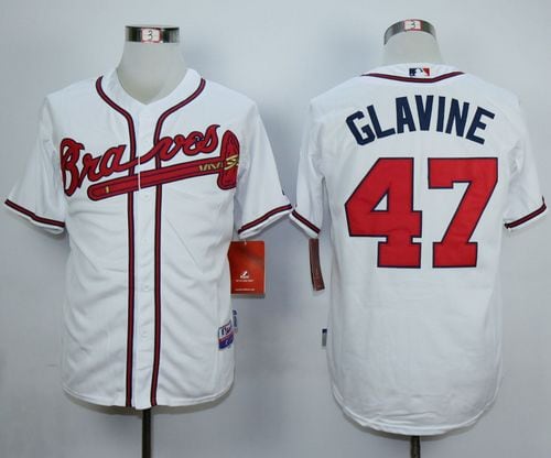 Braves #47 Tom Glavine White Cool Base Stitched Jersey