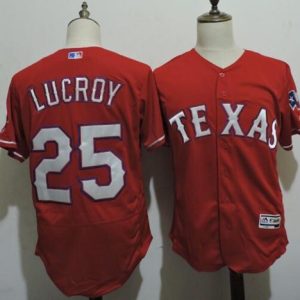 Rangers #25 Jonathan Lucroy Red Flexbase Authentic Collection Stitched Jersey