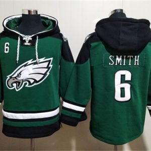 Philadelphia Eagles #6 DeVonta Smith Green Lace-Up Pullover Hoodie