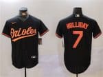 Baltimore Orioles #7 Jackson Holliday Black Cool Base Stitched Jersey