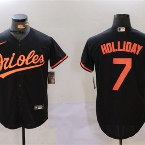 Baltimore Orioles #7 Jackson Holliday Black Cool Base Stitched Jersey