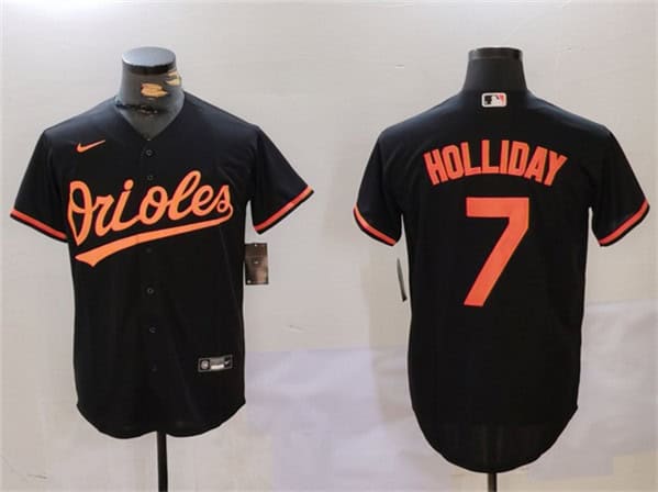 Baltimore Orioles #7 Jackson Holliday Black Cool Base Stitched Jersey