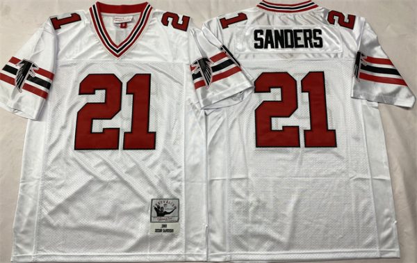 Atlanta Falcons #21 Deion Sanders White Throwback Stitched Football Jersey
