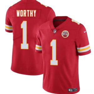 Kansas City Chiefs #1 Xavier Worthy Red 2024 Draft Vapor Untouchable Limited Stitched Jersey