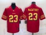 San Francisco 49ers #23 Christian McCaffrey Red Gold Vapor Untouchable Limited Stitched Jersey
