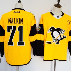 Reebok Pittsburgh Penguins #71 Evgeni Malkin Yellow Stitched Jersey