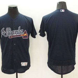 Braves Blank Navy Blue Flexbase Authentic Collection Stitched Jersey
