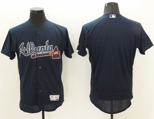 Braves Blank Navy Blue Flexbase Authentic Collection Stitched Jersey